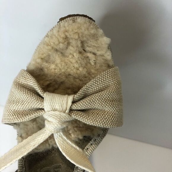 UGG wedge tie up Sherpa lined sandals size 6 - Picture 9 of 12